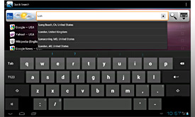 Quick Search screenshot on Tablet